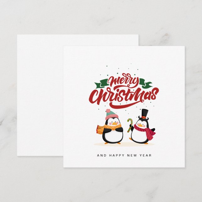 Funny Penguin Christmas Card, Merry Christmas  Holiday Card (Front/Back)