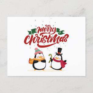 Funny Penguin Christmas Card, Merry Christmas Holiday Postcard