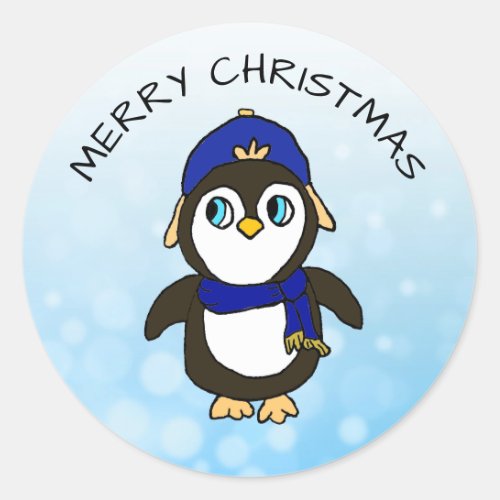Funny Penguin Christmas Classic Round Sticker