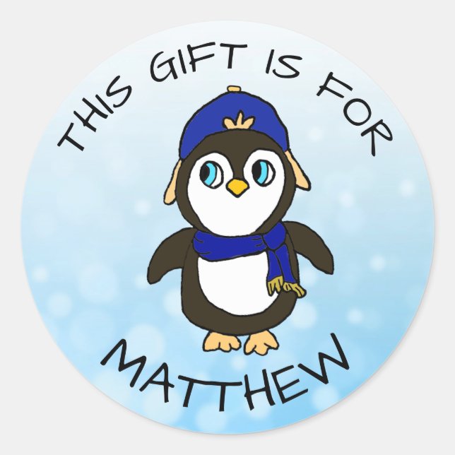 Funny Penguin Christmas Gift Tag (Front)