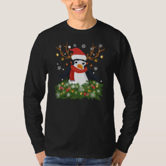 Funny Penguin Christmas Reindeer T-Shirt