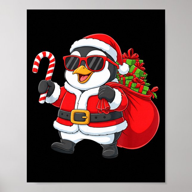 Funny Penguin Christmas Santa Outfit Xmas Boys Gir Poster (Front)