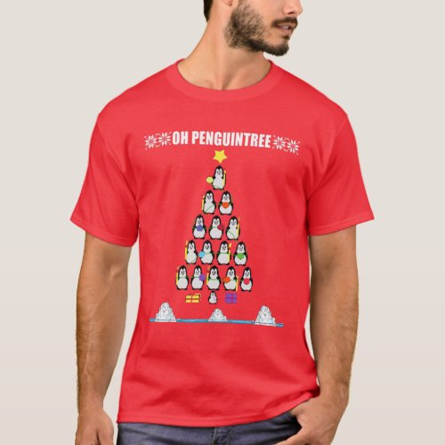 Funny Penguin Christmas Tree Meme Pun Holiday T_Shirt