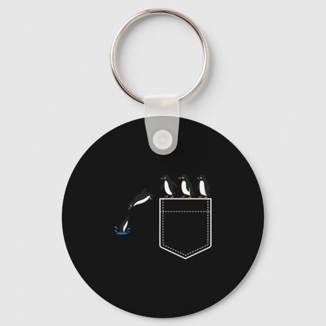 Funny Penguin Cket Cute Diving Penguin Animal Love Keychain (Front)