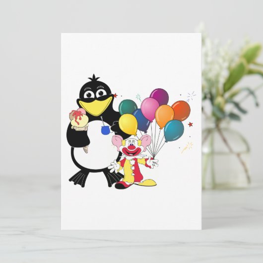 Funny penguin & clown cartoon (Standing Front)