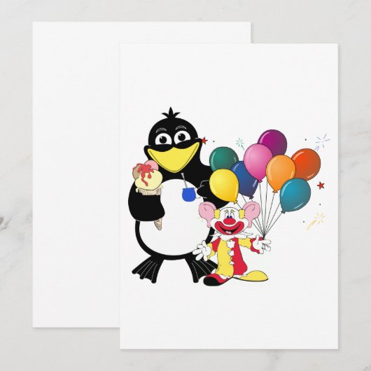 Funny penguin & clown cartoon (Front/Back)