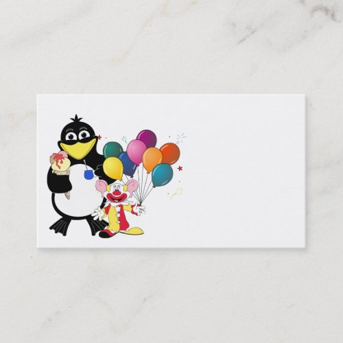 Funny penguin  clown cartoon business card