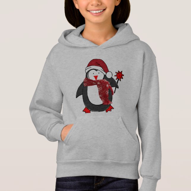 funny penguin cold winter christmas kids hoodie (Front)