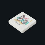 Funny Penguin Couple, Animals in Love Stone Magnet<br><div class="desc">Funny Penguin Couple features sea animals in love, mr penguin eating ice cream and mrs penguin drinking your favourite coffee. Personalize For Unique Gifts! Suprise With Anniversary Gifts! Cute Romantic Love Gifts. Express your Love, Thank You, Marriage Proposal in a stylish way to send your love. This cute and romantic...</div>