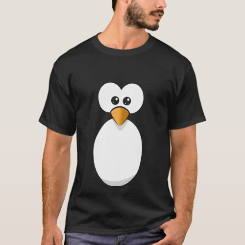 Funny Penguin Face Design Or Easy Costume Black Pe T_Shirt