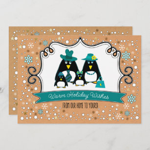 Funny Penguin Family Christmas Flat Greeting Cards