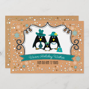 Funny Penguin Family Christmas Flat Greeting Cards