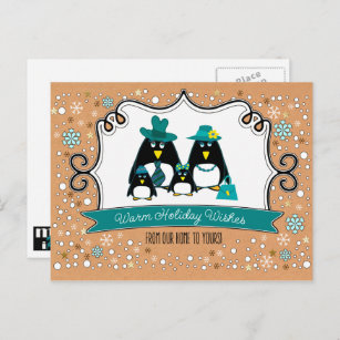 Funny Penguin Family Christmas Postcards