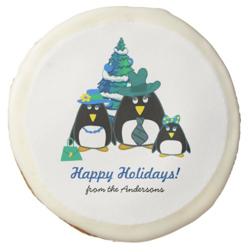 Funny Penguin Family Custom Christmas Cookies