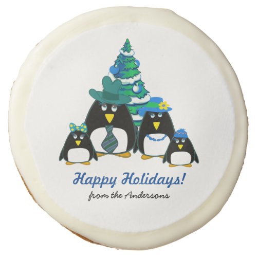 Funny Penguin Family Custom Christmas Cookies