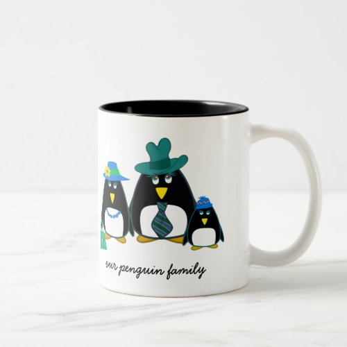 Funny Penguin Family  Custom Name Christmas Gift Two_Tone Coffee Mug