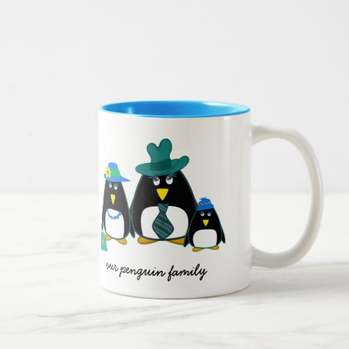 Funny Penguin Family  Custom Name Christmas Gift  Two_Tone Coffee Mug