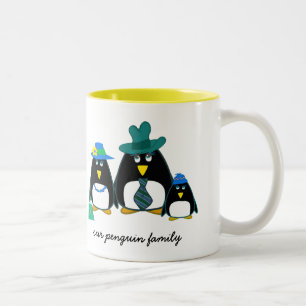 Funny Penguin Family Custom Name Christmas Gift Two-Tone Coffee Mug