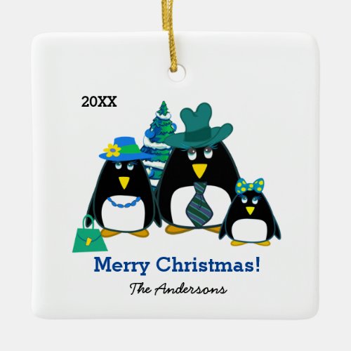 Funny Penguin Family Custom Photo Ornaments