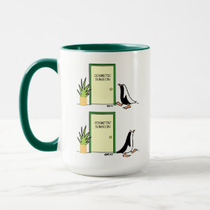Funny Penguin Has Cosmetic Surgery Cartoon Mug
