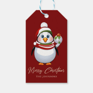 Funny Penguin Merry Christmas Personalized  Gift Tags