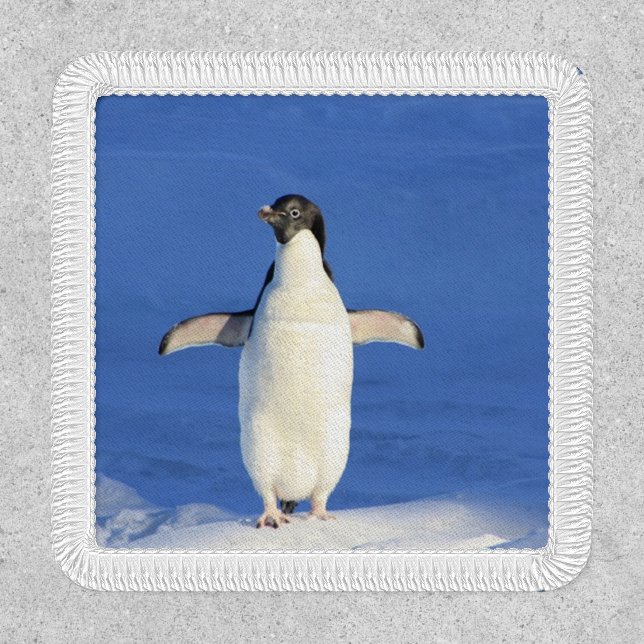 Funny penguin on ice photo patch (Front)