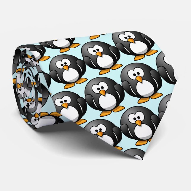 "Funny Penguin" Pattern Neck Tie  (Rolled)