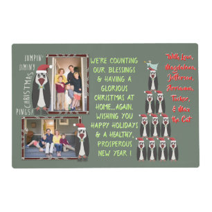Funny Penguin Personalized Christmas Photo Placemat