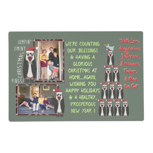 Funny Penguin Personalized Christmas Photo Placemat