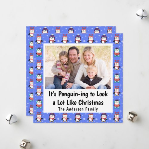 Funny Penguin Pun Photo Holiday Card