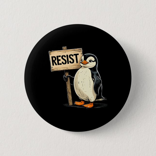 Funny Penguin Resist Cool Penguins Resist 1  Button (Front)