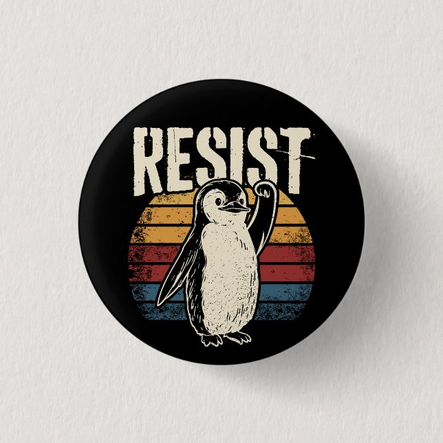 Funny Penguin Resist Cool Penguins Resist Button (Front)