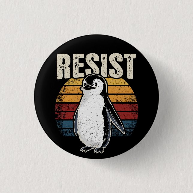 Funny Penguin Resist Cool Penguins Resist Button (Front)