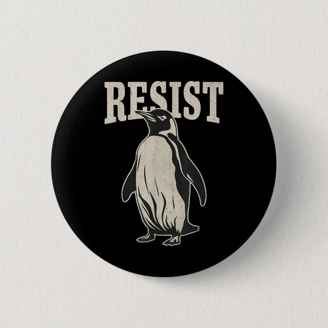 Funny Penguin Resist Cool Penguins Resist  Button (Front)