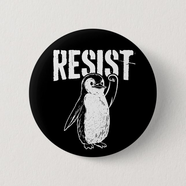 Funny Penguin Resist Cool Penguins Resist Button (Front)