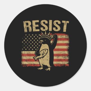 Funny Penguin Resist Cool Penguins Vintage Protest Classic Round Sticker