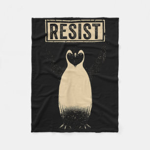 Funny Penguin Resist Cool Penguins Vintage Protest Fleece Blanket