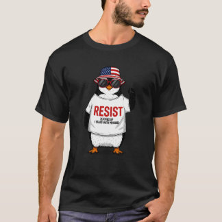Funny Penguin Resist Flippers Up Protest Against T T-Shirt