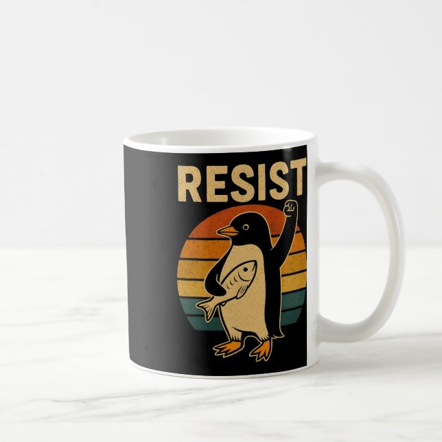 Funny Penguin Resist Penguins Protest Against Tari Coffee Mug (Right)