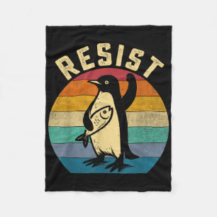 Funny Penguin Resist Penguins Protest Against Tari Fleece Blanket