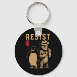 Funny Penguin Resist Penguins Protest Against Tari Keychain