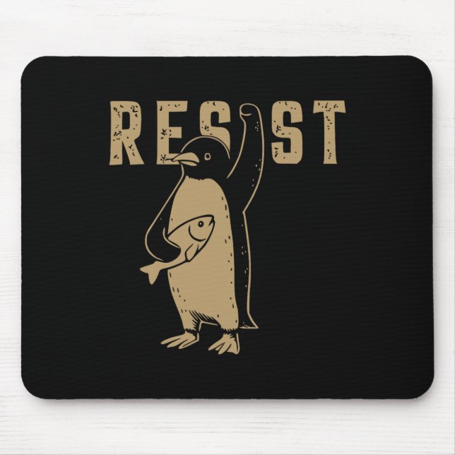 Funny Penguin Resist Penguins Protest Against Tari Mouse Pad (Front)