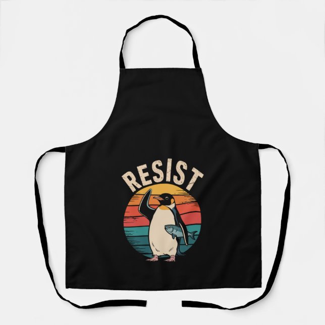 Funny Penguin Resist Protest Against Tariffs  Apron (Front)