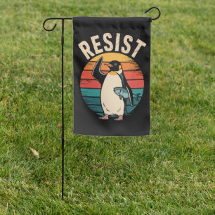 Funny Penguin Resist Protest Against Tariffs  Garden Flag