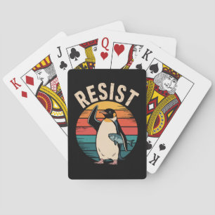 Funny Penguin Resist Protest Against Tariffs  Poker Cards