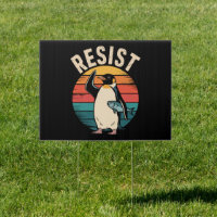 Funny Penguin Resist Protest Against Tariffs