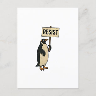 Funny Penguin Resist Protest Against Tarrifs Announcement Postcard