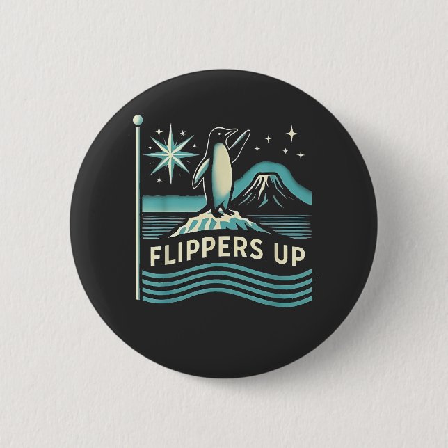 Funny Penguin Resist Protest Against Tarrifs  Button (Front)
