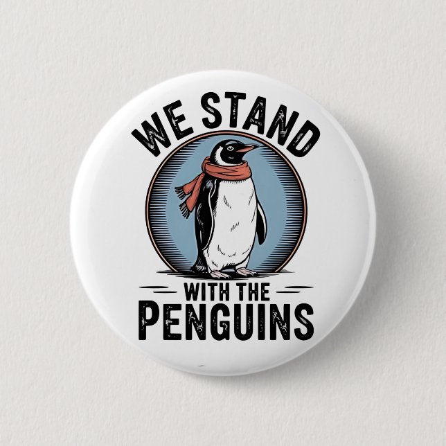 Funny Penguin Resist Protest Against Tarrifs  Button (Front)