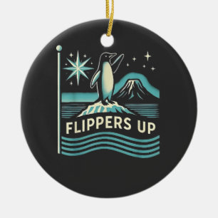 Funny Penguin Resist Protest Against Tarrifs Ceramic Ornament